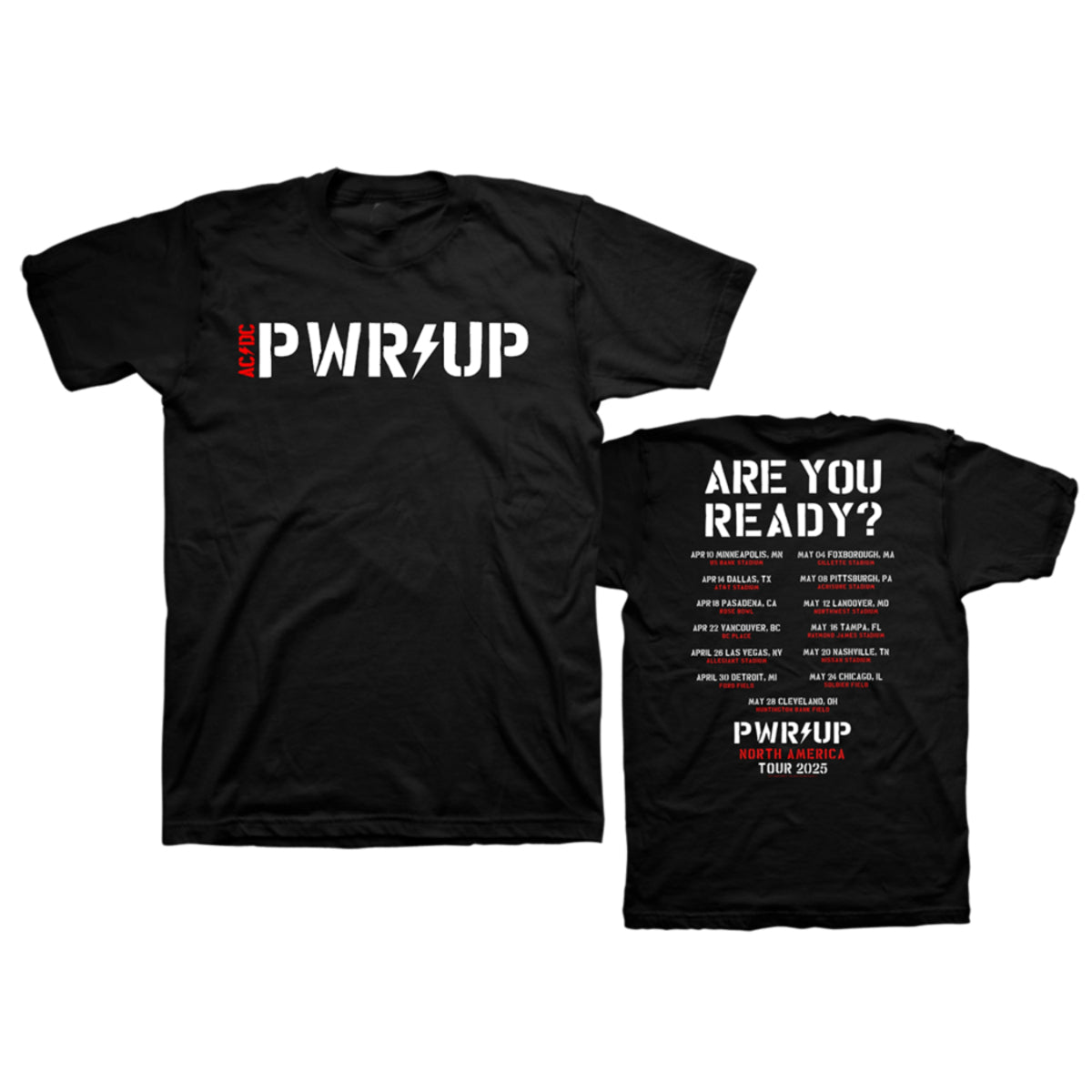 2025 PWR UP Tour T-Shirt in Black & White