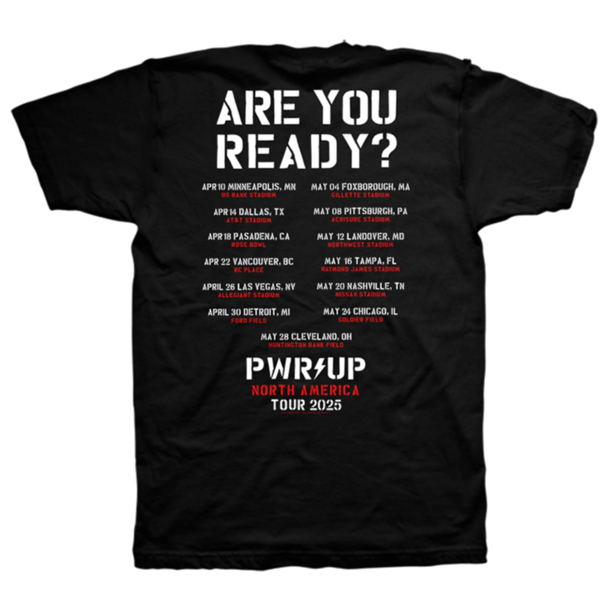 2025 PWR UP Tour T-Shirt in Black & White